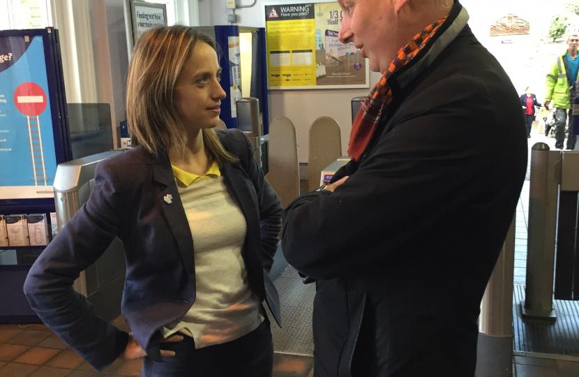 Helen Whately visits Faversham station