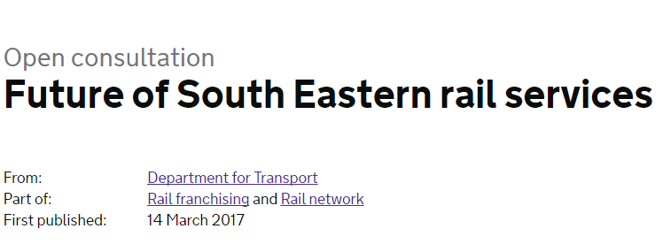 The Department for Transport has launched a consultation into the future of the south east rail network