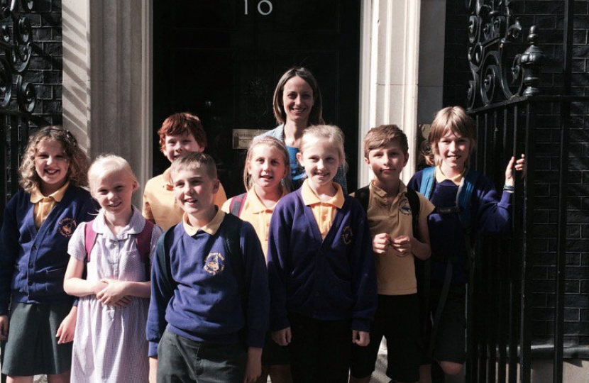 Welcoming local children to Downing Street