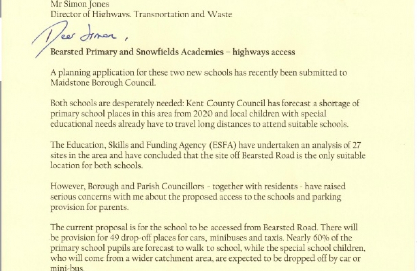 My letter to Kent Highways