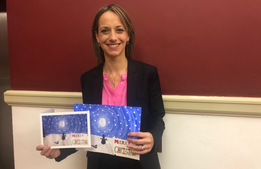 Helen with winning Christmas card design