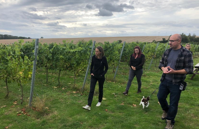 Helen on visit to vineyard