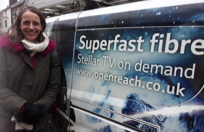 Helen with superfast broadband van