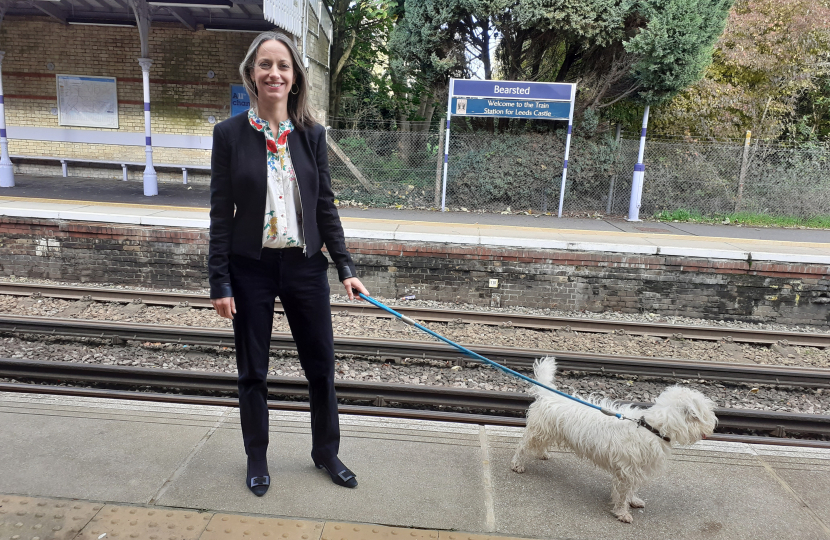 Helen and her dog Alfie at Bearsted station