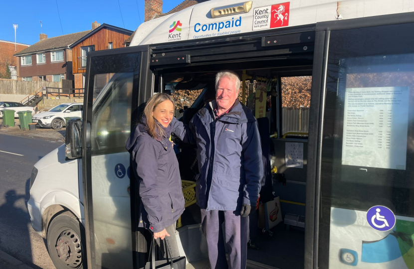 Helen with David from Bearsted parish council aboard the bus