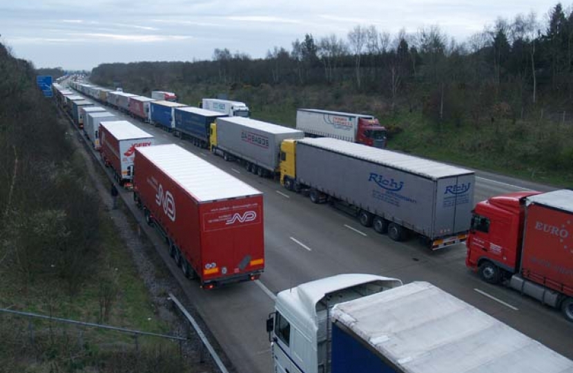 Lorries parked on the M20