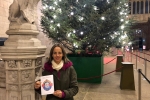 Helen with winning Christmas card