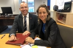 Helen with Rail Minister, Chris Heaton-Harris