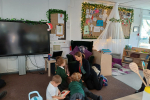 Speaking to children at Greenfields Primary School