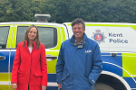 Helen and a local farmer speaking to Kent Police