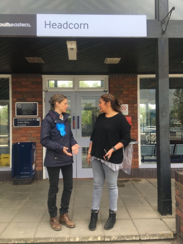 Helen Whately discusses the future of Headcorn station with local councillor Shellina Prendergast
