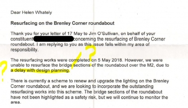 Brenley Corner letter from Highways England