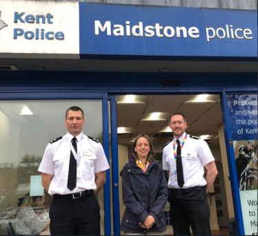Helen outside Maidstone Police HQ