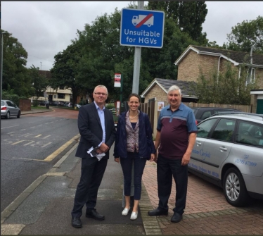 Helen campaigning to stop HGVs using back roads