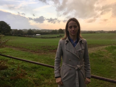 Helen at the proposed site of the Lenham Heath development 