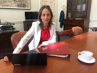 Helen at her desk in the Treasury