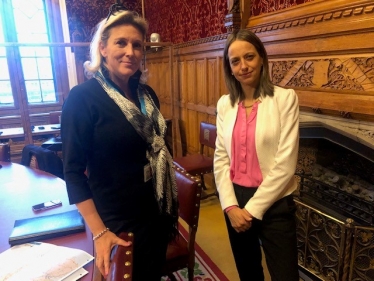 Helen with Roads Minister, Baroness Vere